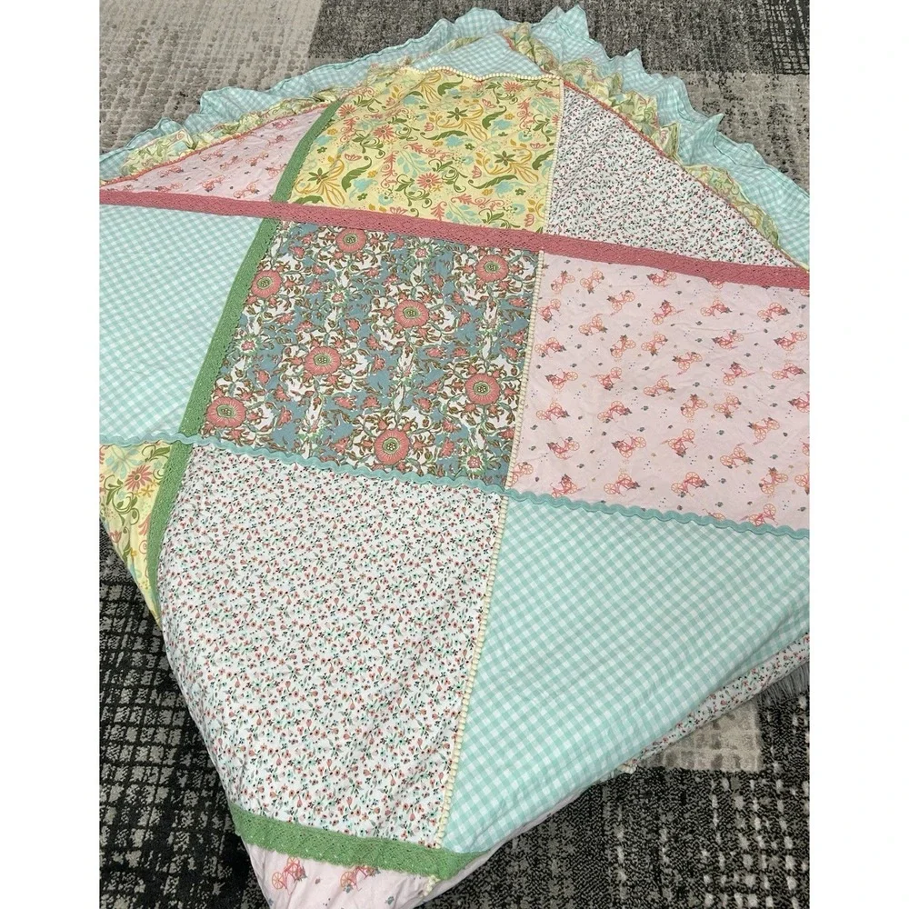 Matilda Jane MJ Hidden Gem Ruffled Patchwork Comforter Quilt HTF‎ FULL/QUEEN
